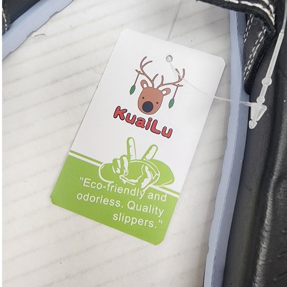 KuaiLu Womens Adjustable Triple Strap Slide Sandals Black Blue US 10 NEW - Picture 9 of 9